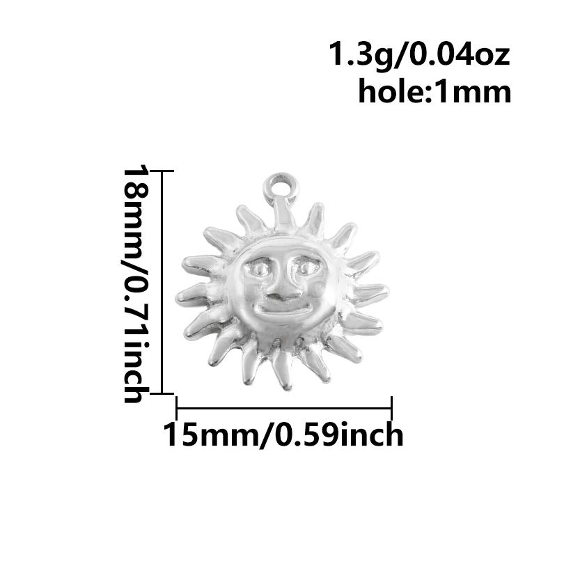 6pcs Steel Color Assorted Pendant Filligree Moon Sun Doji Charm Stainless Steel Charms For Jewelry Making Bracelets DIY Keychain