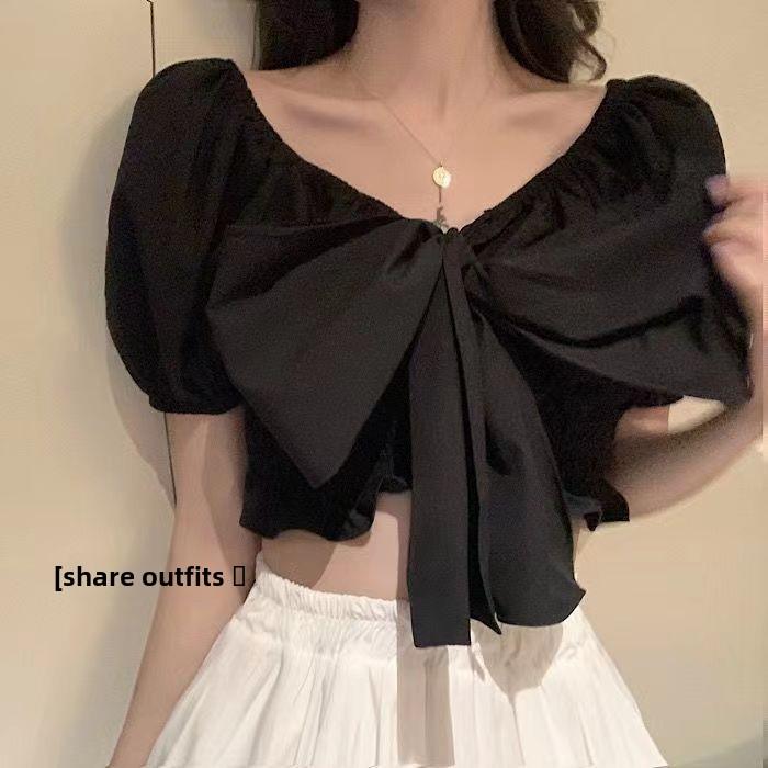 Sweet & Salty Black Puffy Short Skirt for Women - Versatile, Slim, New 2024 Korean Style
