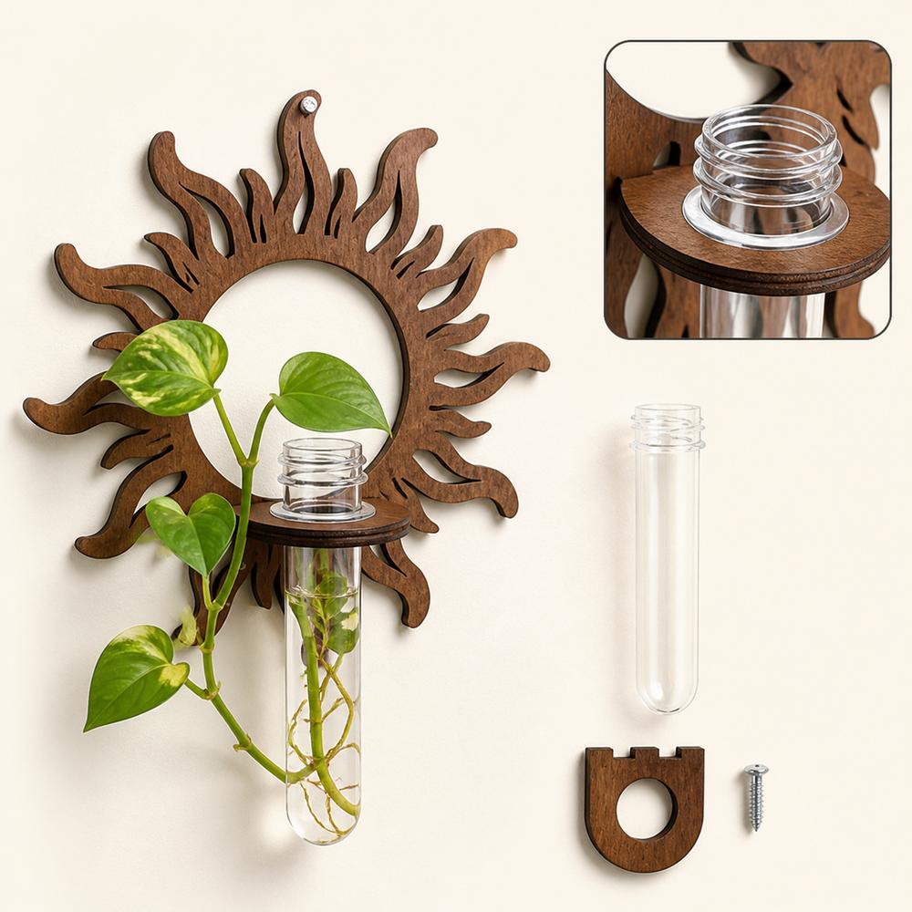 Wood Wall Propagation Station Bohemian Style Plant Propagation Vase Bedroom Wall Decor