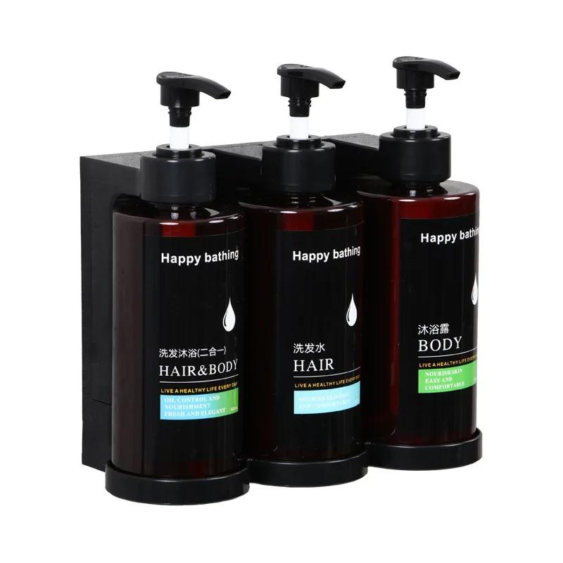 Hotel Shampoo Shower Gel Separate Bottles Wall Mounted No Punching Double Soap Dispenser Plastic Manual Soap Dispensers