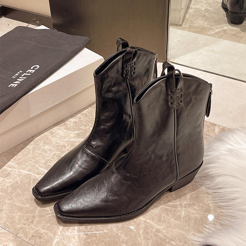 

Black Martin boots women s new pointed inner heightening zipper slim short boots women s boots V-mouth short Chelsea boots 35 чёрный