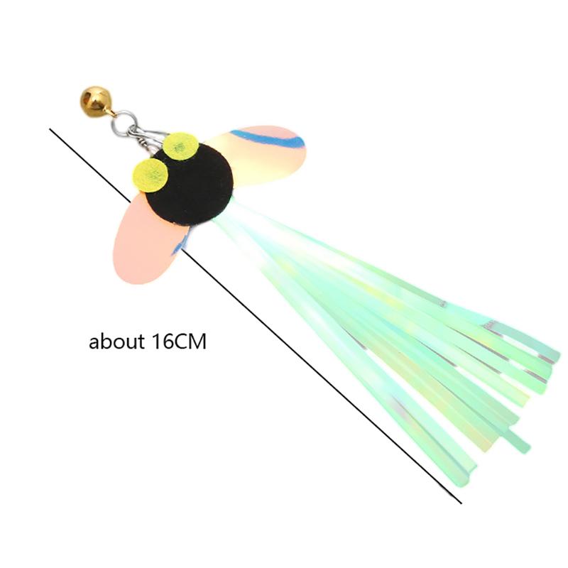 Cat Stick Feather Toys Indoor Cats Pet Toys Feather Replacement Head Cat Sequins Feather Teaser Cat Bell Balls Fuzzy Ball Toys