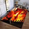 Fantasy Dragon and Warrior Fighting Scene with Flames and Castle Wall Background Suitable for use as an anti-slip1 for1room and bedroom sofas