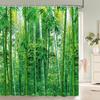 3D Green Bamboo Forest Bamboo Printing Bathroom Shower Curtain Polyester Waterproof and Mildew Proof Home Decoration Curtain