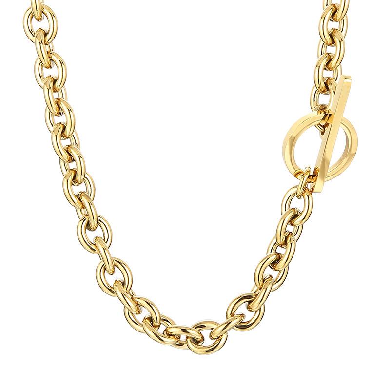 Unisex Exaggerated Titanium Steel Chain Set with OT Buckle - Hip Hop Nightclub Style