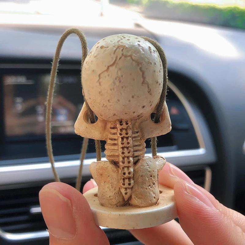 Funny Swing Skeleton Ghost Car Interior Decoration Resin Skeleton Auto Rearview Mirror Pendant For Car Accessories Interior