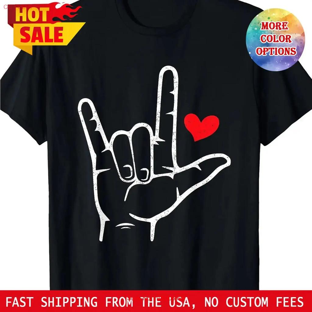 Valentines Day I Love You Sign Language Heart T Shirt Soft Breathab Vintage Top For Everyday Wear Comfortable Fashion