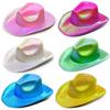 Glamouröser Neon-Westernhut Perlmuttglanz Western-Cowboyhut Cowgirl-Partyhut Western-Thema