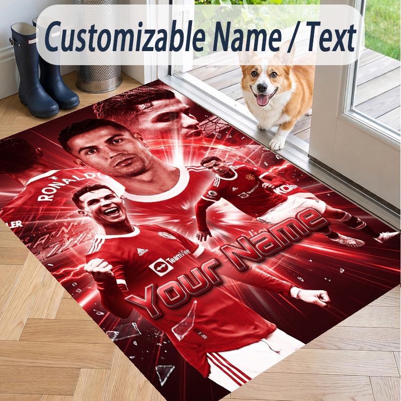 Custom Text Printed Rug Cristiano Ronaldo Non Slip Floor Carpet For Home Room Decor