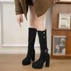 Retro Two-wear High-heeled Boots for Women's 2025 Autumn and Winter New Suede Thick-heeled High Boots, Thin Western Knight Boots