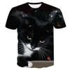 Summer Trendy Animal Cat Round Neck Short Sleeved 3D Digital Printed Men's Short Sleeved T-shirt