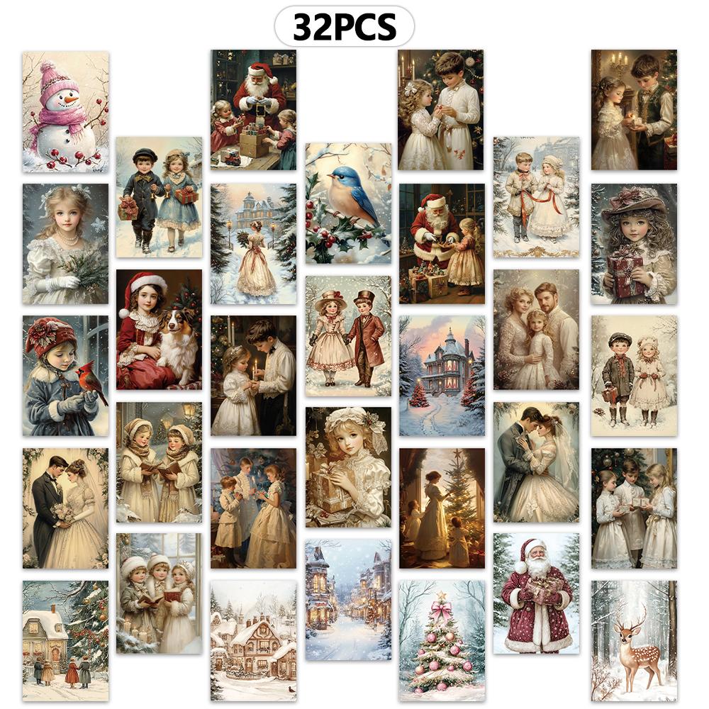 

32 шт., Викторианские рождественские открытки, идеально подходят для подарков на день рождения/юбилей, подходят для коллекционирования, дарения и отправки по почте.