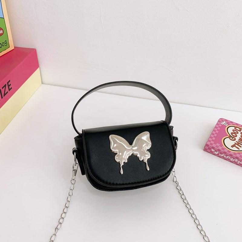 Einfache und modische kleine quadratische Tasche Damen 2025 neues Modell mit Kindertasche Schmetterling niedlich einfarbig Snack Schulter Umhängetasche