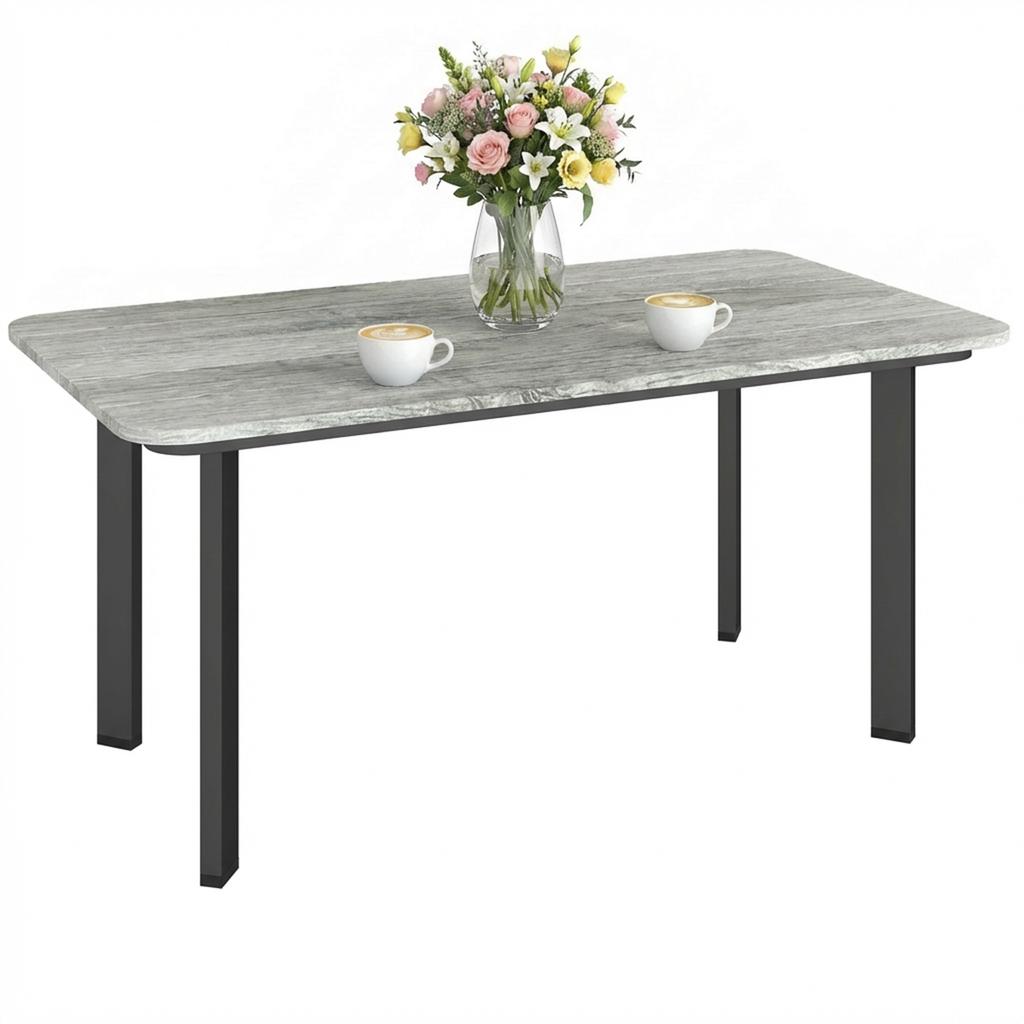 Outdoor Garden Coffee Table Garden Table With Slatted Wood Plastic Composite Top And Metal Frame Grey