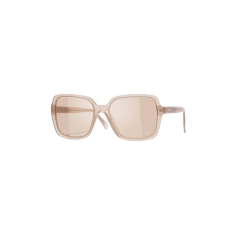 

CHANEL temple letter logo acetate irregular sunglasses women s coral color рожевий