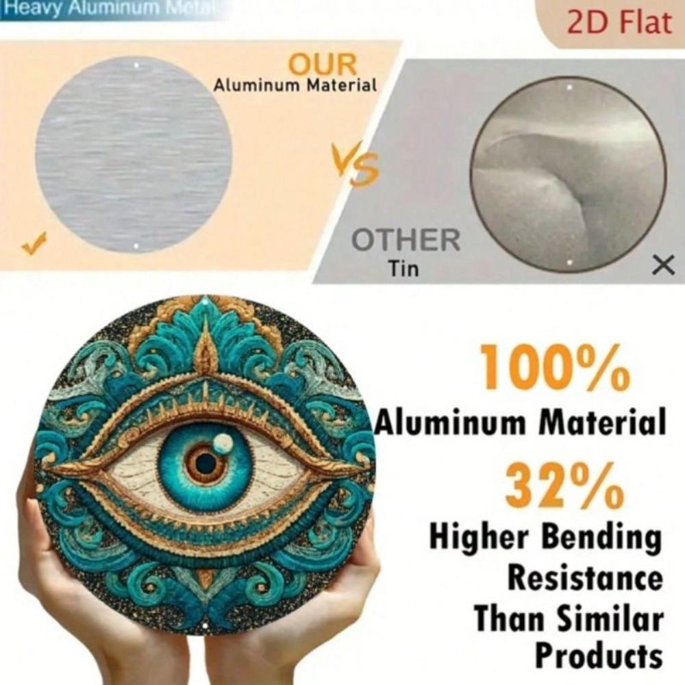 Vintage Round Tin Sign Fatima Hand Eye Protection Wall Art Decor for Home