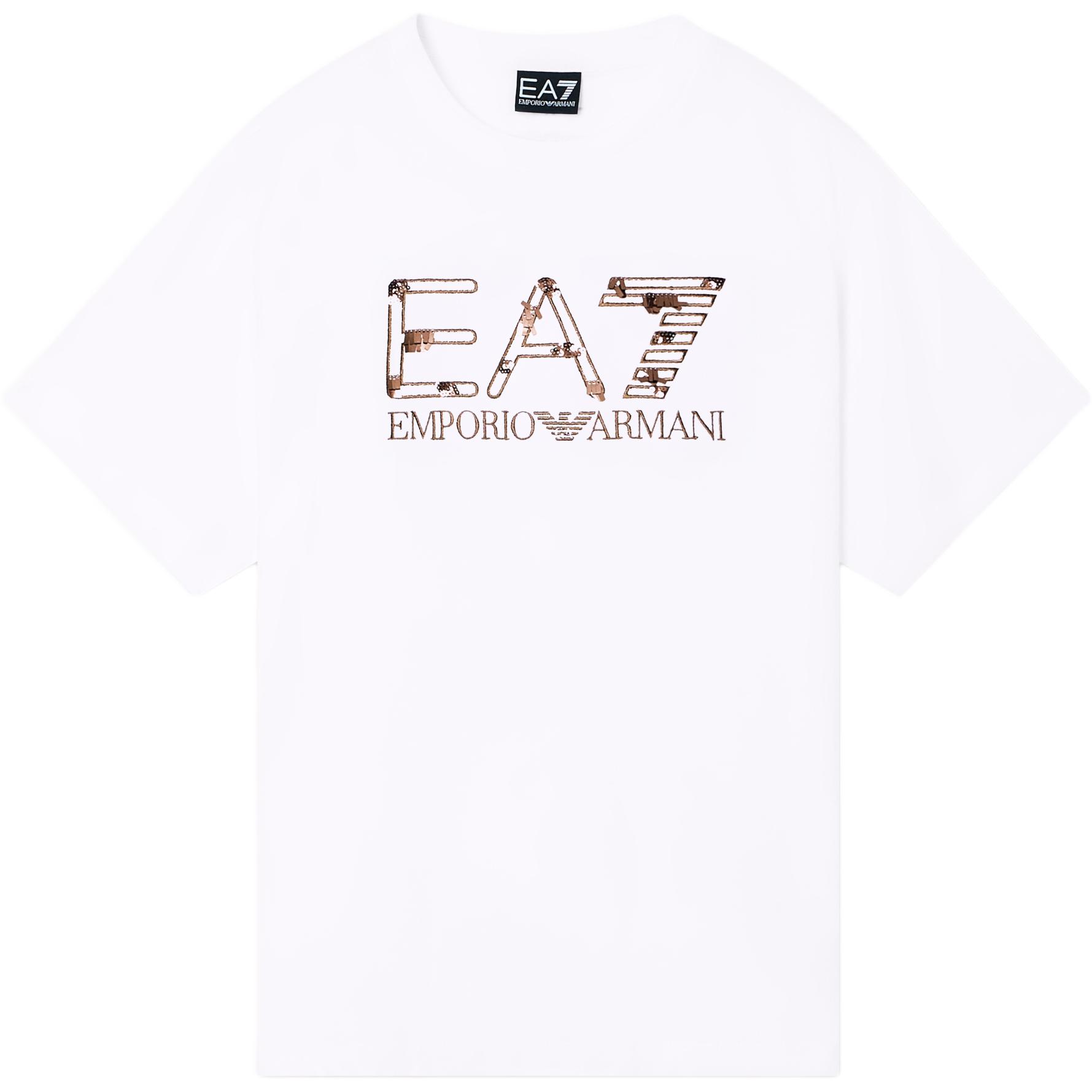 Emporio Armani EA7 Cotton Logo Short Sleeve Regular T-Shirt Women tops 7W001096-AF21636-U0002 XS