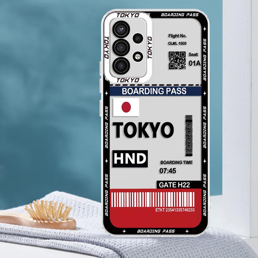 Tokyo Seoul Bordkarte Weiche Handyhülle für Samsung Galaxy A34 A15 A33 A14 A53 A23 A54 A24 A56 A26 A32 A13 A55 A25 A36