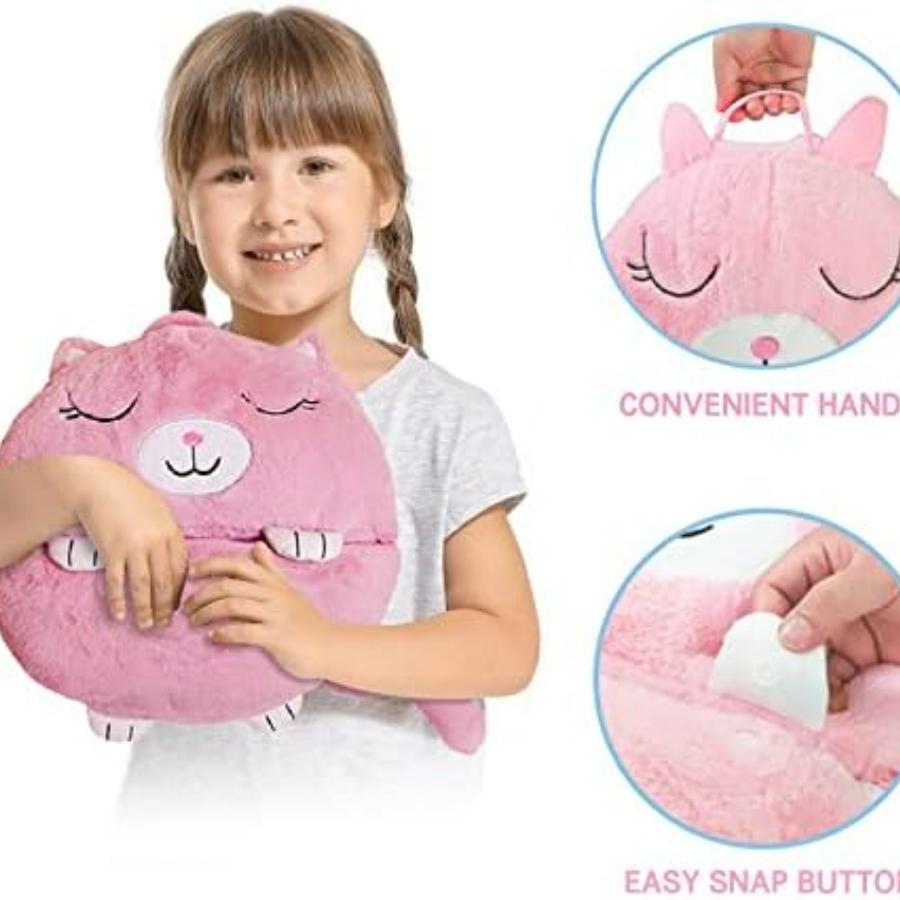 2 In 1 Kids Sleeping Bag, Pink Cat Sleeping Bag With Pillow For Boys And Girls