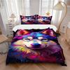 3pcs Colorful Wolf Art Duvet Cover Set -Includes 1 Duvet Cover and 2 Pillowcases, No Quilt Core, All-Season Home Decor  Yy251111166