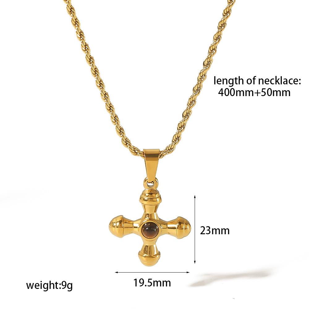 

Ретро сережки 18K золото з нержавіючої сталі натуральний камінь хрест кулон світильник розкішний набір ювелірних виробів жіноча мода