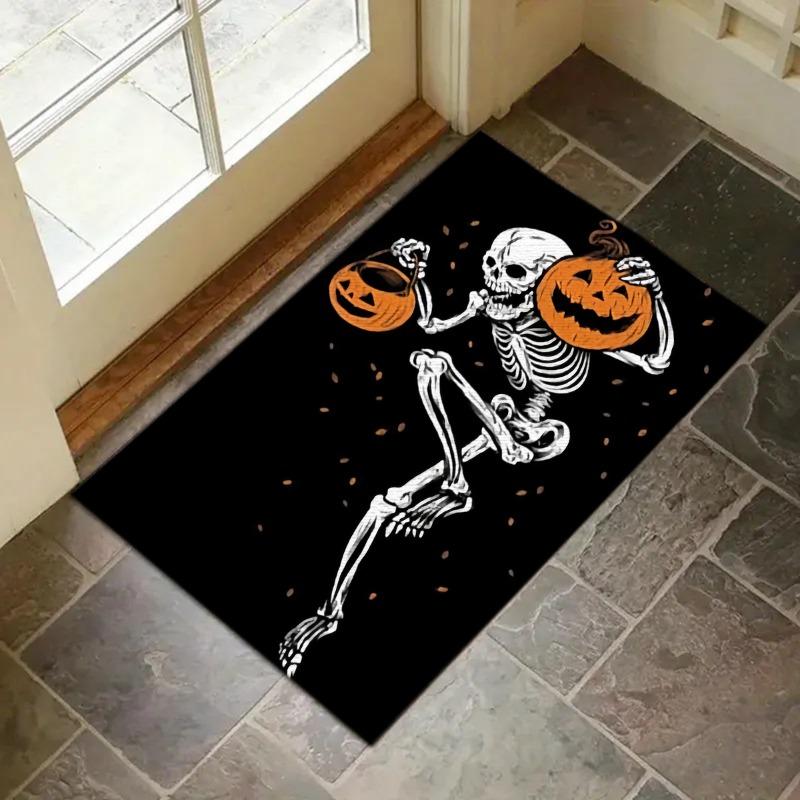 1 Piece of Halloween Skull and Pumpkin Pattern Kitchen Carpet Bedroom Living Room Bathroom and Home Halloween Home Decoration
