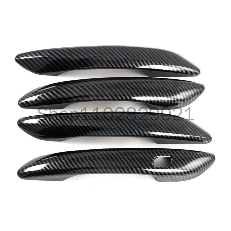 Glossy Black Carbon Fiber Chrome Car Door Handle Cover Decor Sticker Styling Accessories For Hyundai Sonata -