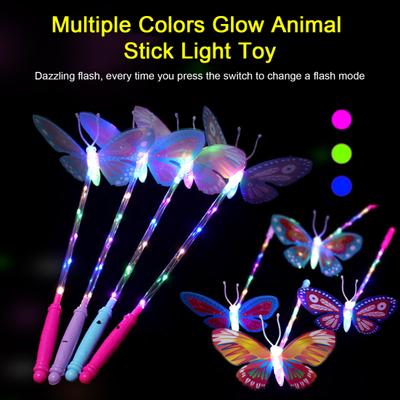 Glow Butterflies Stick Glow In The Dark 3 Modes Adjustable Handheld High Brightness Battery Operated Colorful Light Up Animal Stick Flashing Toy Party