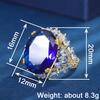 Huitan Women Two Tone Ring Gorgeous Inlaid Brilliant Blue CZ Noble Wedding Party Accessories Fancy Trendy Jewelry for Engagement