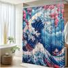 1pc Cherry Blossom Wave Shower Curtain - Stunning Japanese-Inspired Bathroom Decor, Polyester Fabric with 12 Hooks,
