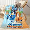 Bluey's Soccer Fun Personalized Name Blanket Cozy Customizable Blanket Ultra-Soft Versatile for Home Decor Chair Office Livingroom for All Occasions