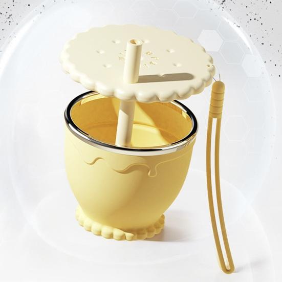 Collapsible Travel Cup with Lid Cookie Design Silicone Folding Cup Portable Reusable Drinking Cup for Camping Hiking Picnics