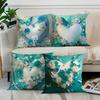 Valentine's Day Navy Blue Heart Shaped Butterfly Floral Pillowcase Suitable for Sofa Car Bedroom Decorative Cushion Cover