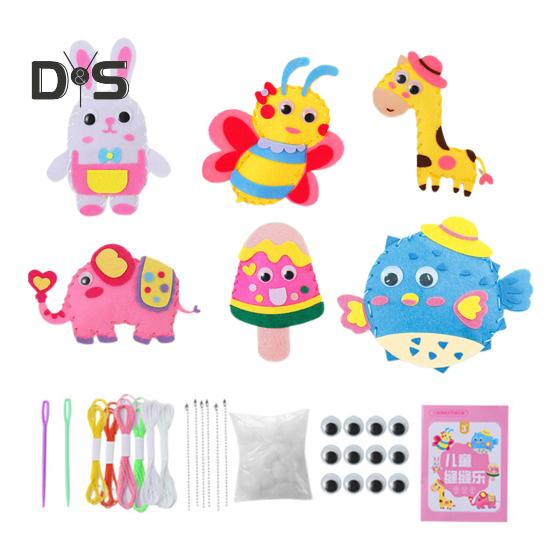 

6 шт./компл. детский швейный набор с нитками, иглой, хлопковым наполнителем, цепочкой из бисера, пластиковыми глазами, плюшевая игрушка ручной работы, набор для шитья для поделок, для малышей и мальчиков розовый