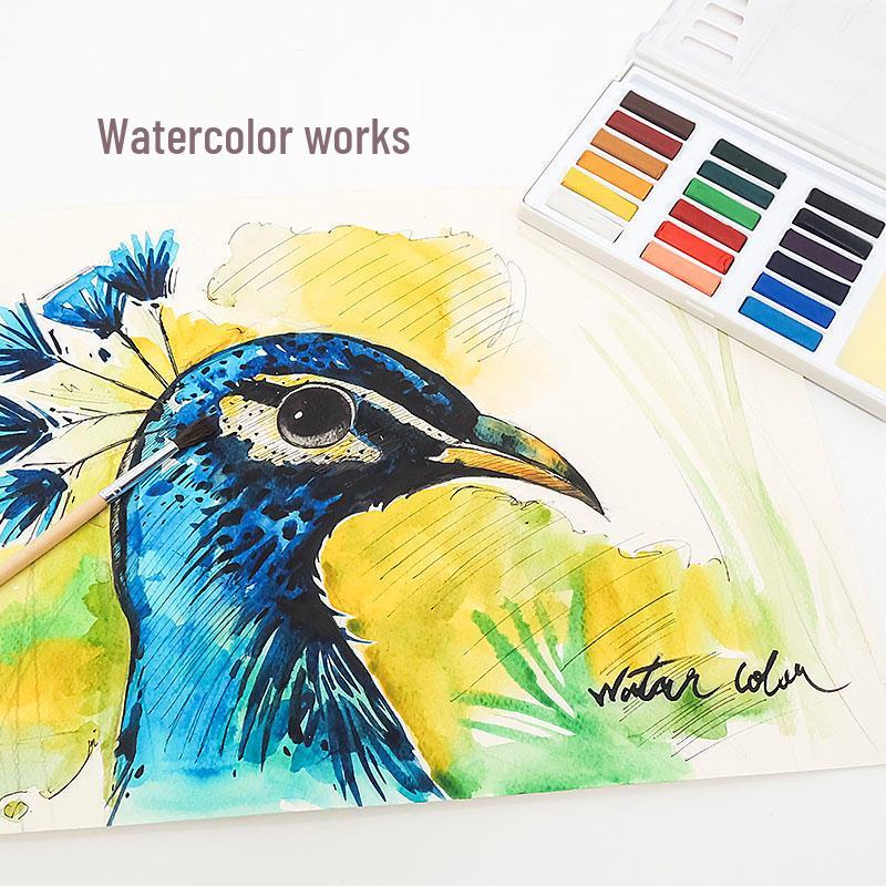 Xiongshi Portable Solid Watercolor Set - 12 or 24 Transparent Colors for Art Painting