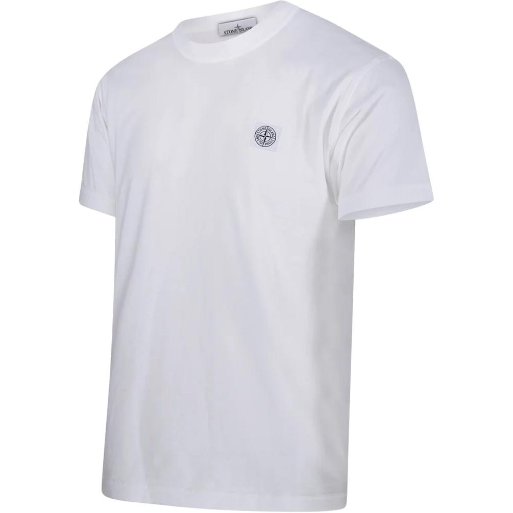 STONE ISLAND Plain Logo Crew Neck Short Sleeve T-Shirt Men Tops Off-White K1S1521002-37S0057-V0001
