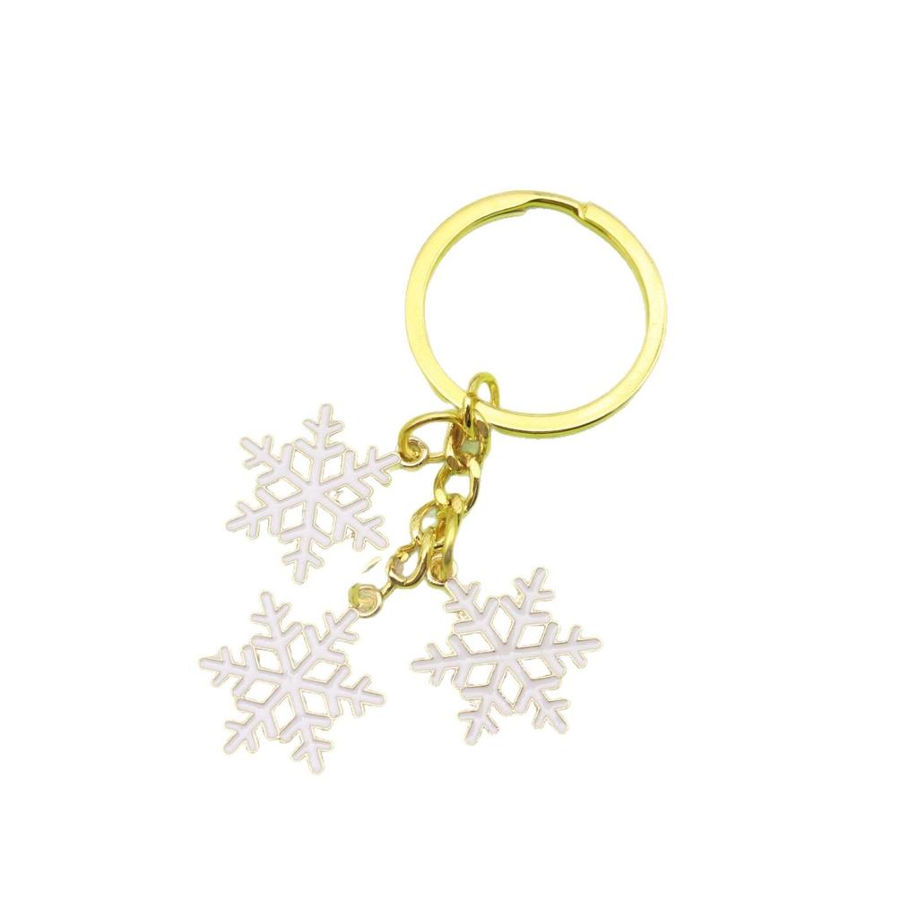European & American Cross-border Christmas Snowflake Alloy Keychain with Bell Pendant - Creative Holiday Gift