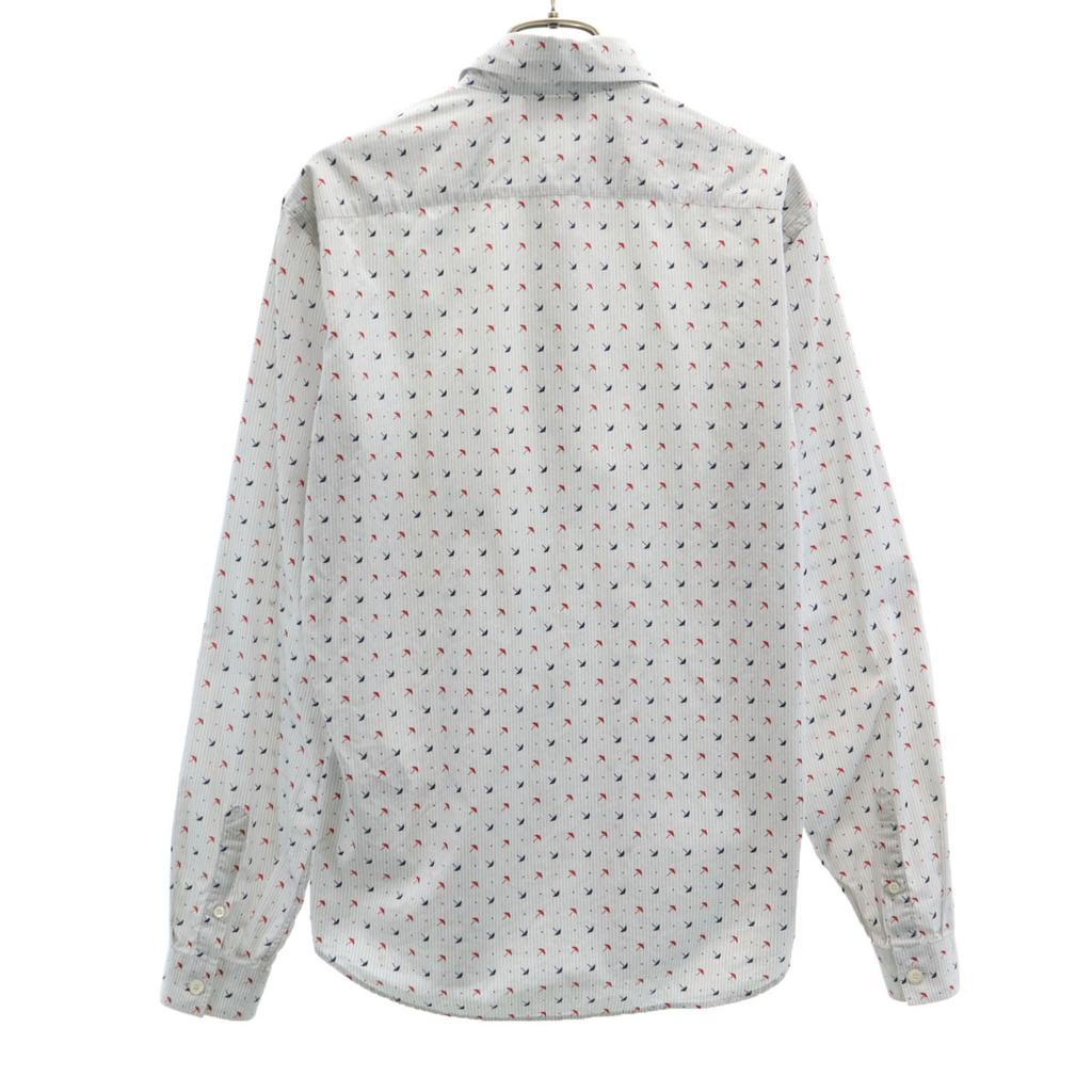 PRADA Striped Umbrella Pattern Long sleeve Cotton shirt 39 gray Men's Used