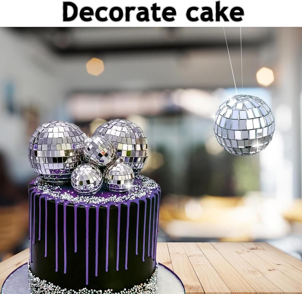 7PCS Disco Ball Cake Topper 70s Disco Themed Dance Party Supplies for Cake Dessert Accessories Disco Party Ornament