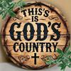 Rustproof Waterproof God's Country Round Metal Sign Home Wall Decor Coffee Shop Bedroom Gift