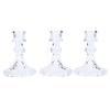 3PCS Glass Candlestick Holder Clear Pillar Taper Candle Holder for Shelf Dining Table Decor Centerpiece Wedding Party