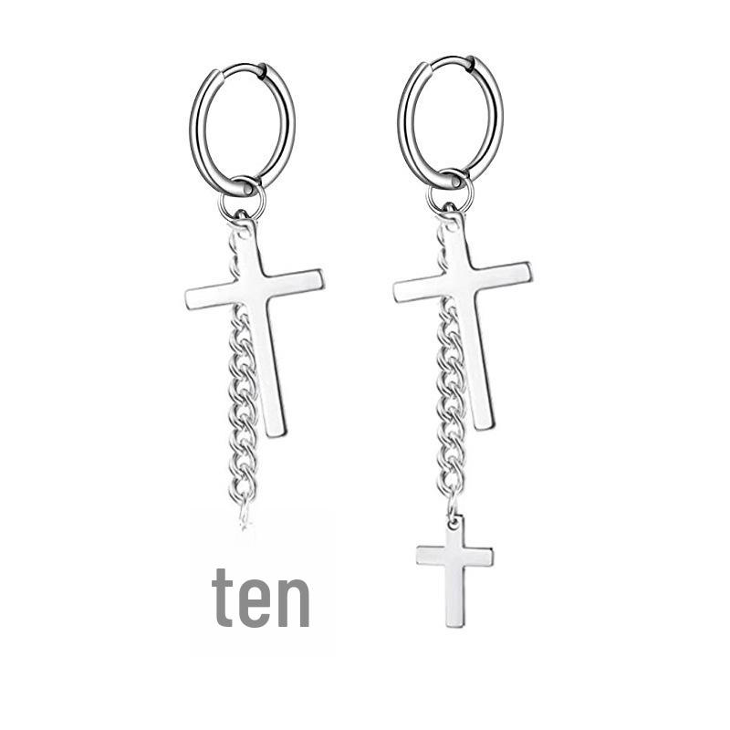 Black Series Titanium Steel Punk Style Earrings - Unisex, Korean Fashion, Unique Design