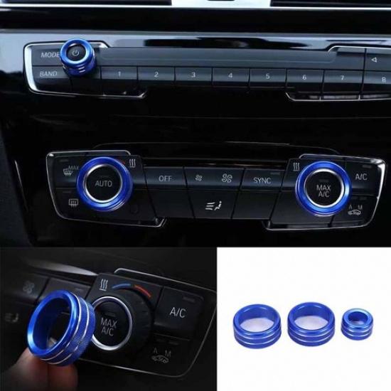 Blue 2018- For BMW X2 F39 Console Air Conditioner Button Aluminum Knob Cover