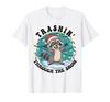 Trash Can In the Snow Cute Christmas Raccoon Santa Hat T-Shirt