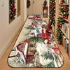 Christmas Runner Rug Red Truck Farm House Winter Scene Print Non Slip Washable Mat Hallway Entryway Winter Decor