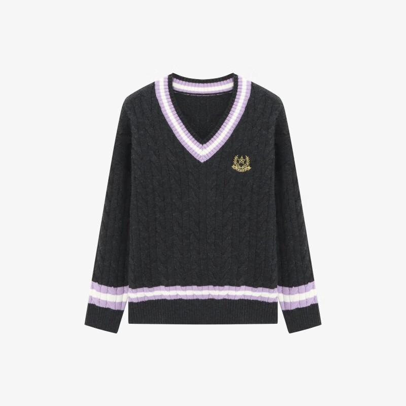 Basic House Women's Embroidered V-Neck Pullover Sweater