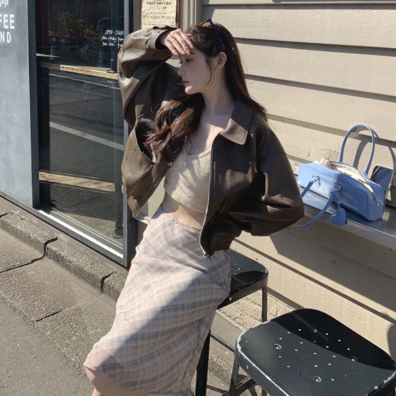 Harajuku Chic Jarní Elegantní Dlouhá sukně Ženy Francouzský kostkovaný retro A-Line Sladké oblečení Dámské Vintage Ležérní Midi sukně s vysokým pasem
