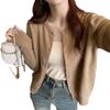 Neuer grauer Strick-Cardigan Damen Herbst Außen-Design Pulloverjacke Frühherbst Dünn Langarm-Oberteil Damen
