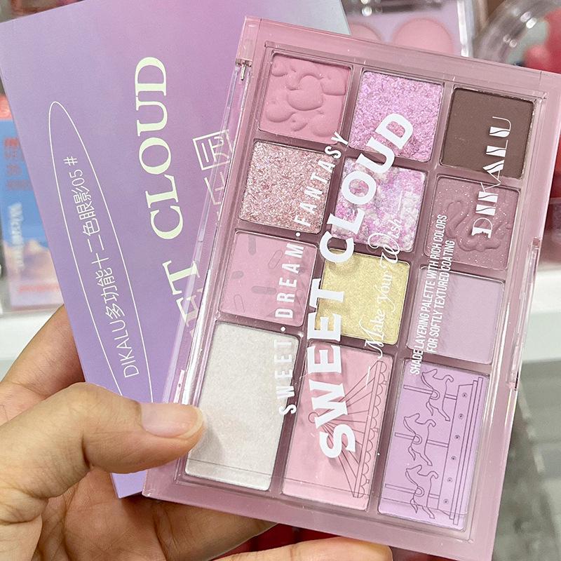 Dikalu 12-Farben All-in-One Lidschatten-, Rouge-, Highlighter- & Konturpalette – Schimmer & Matt
