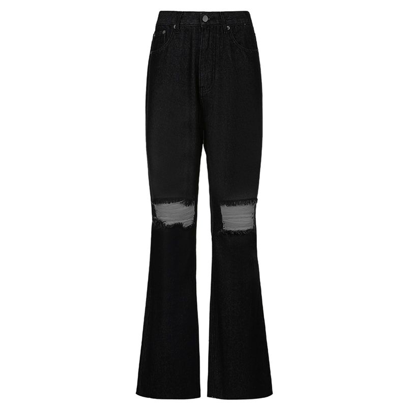 

2023 Stretch High Waist Wide Leg Denim Pure black M